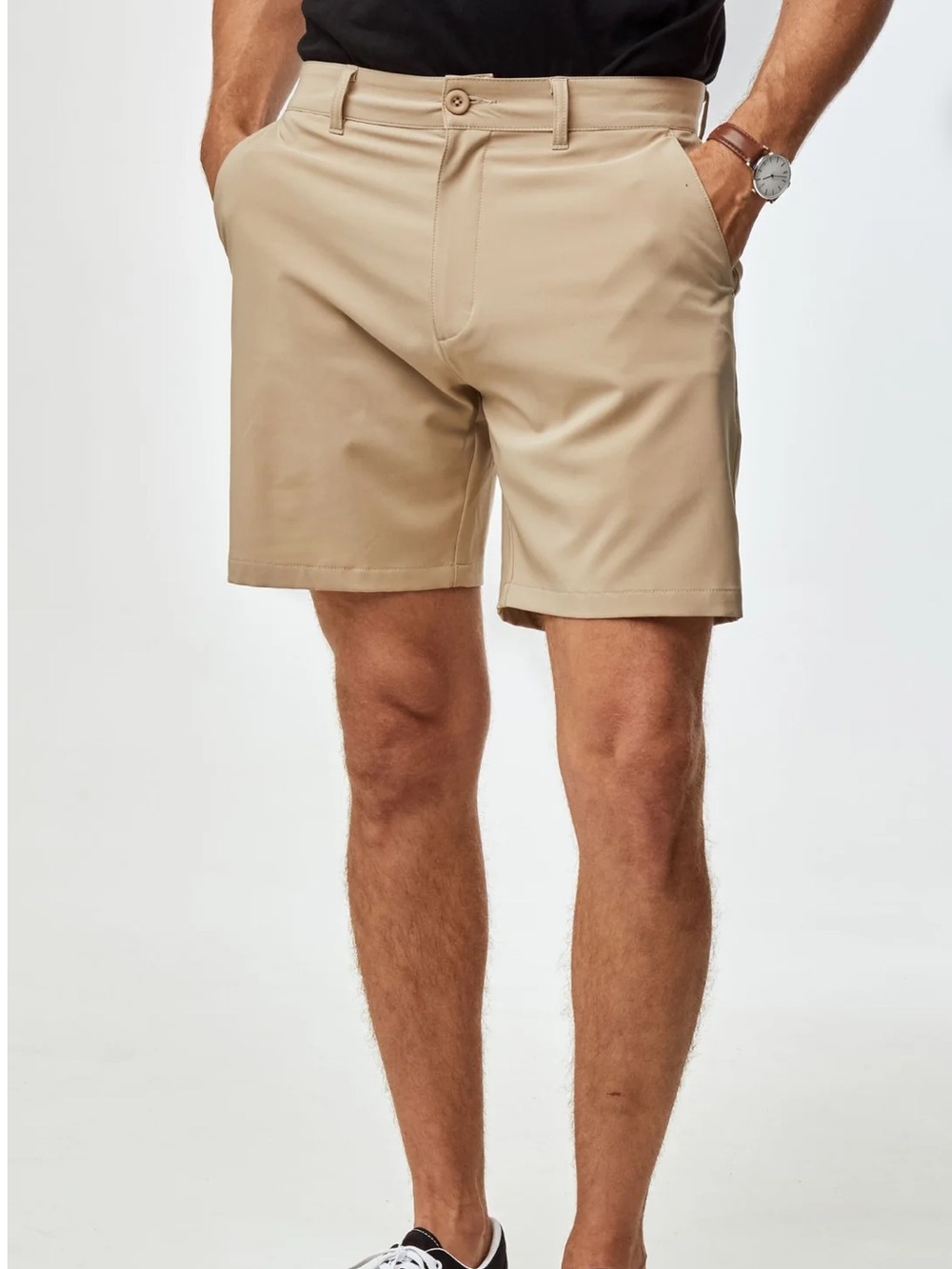 Fresh Clean Threads Khaki Everyday Shorts Mens 42x9 Stretch Performance
